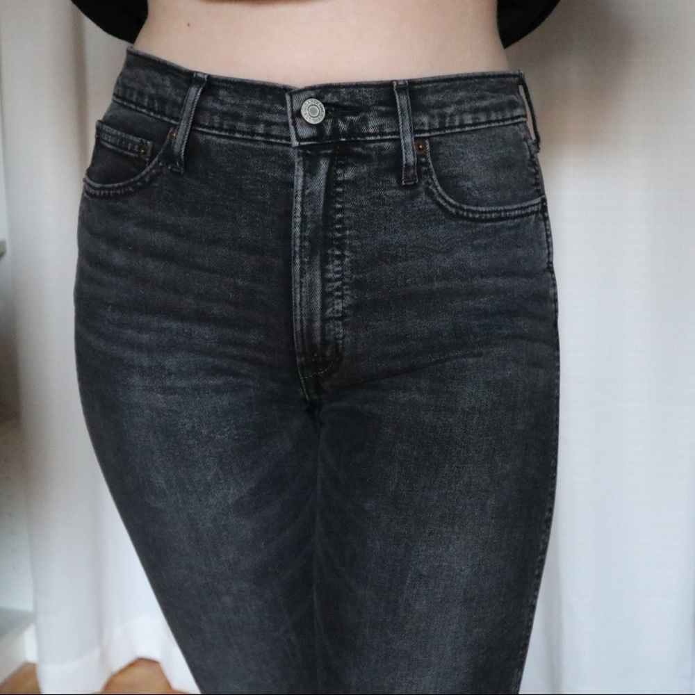 distressed black mom jeans